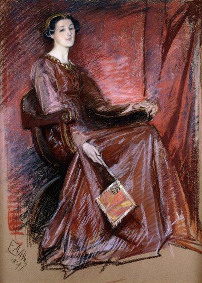 Siedząca kobieta w elżbietańskim nakryciu głowy, 1897 autorstwa Edwin Austin Abbey