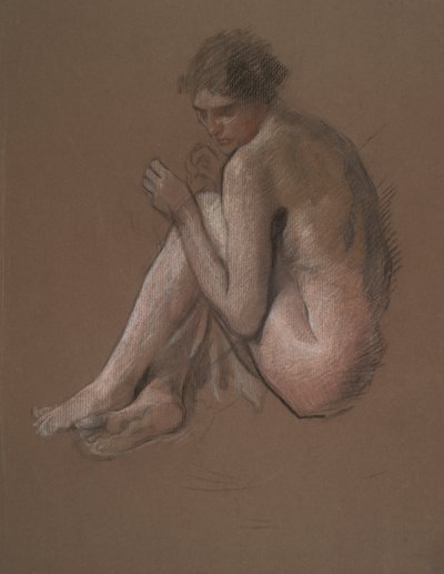 Siedząca naga postać kobieca. autorstwa Edwin Austin Abbey