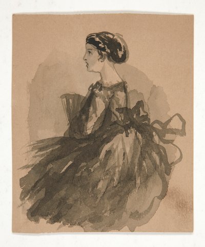 Siedzące kobiety (rekto); Pięć szkiców głów (verso) autorstwa Edwin Austin Abbey