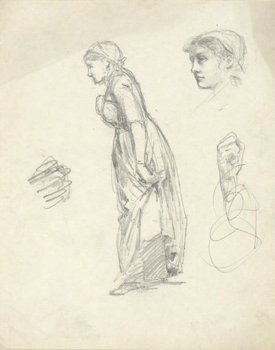 Arkusz studiów: Kobieta, głowa i ręce autorstwa Edwin Austin Abbey