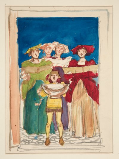 Szkic na kartkę świąteczną autorstwa Edwin Austin Abbey