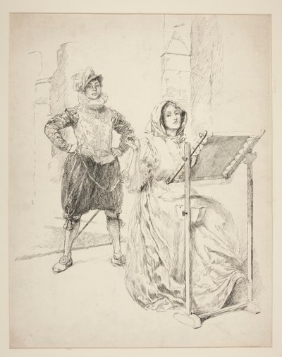 Szkic do Pieśni Żonkila autorstwa Edwin Austin Abbey