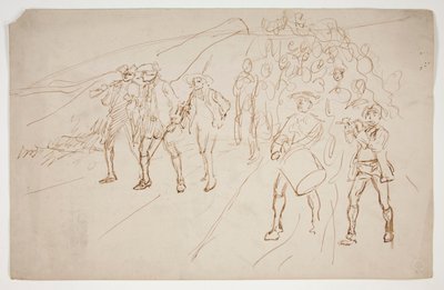 Szkic wojsk wojny o niepodległość, maszerujących autorstwa Edwin Austin Abbey
