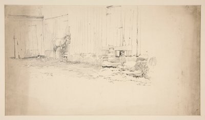 Szkic zagrody z koniem autorstwa Edwin Austin Abbey