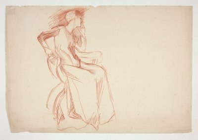 Szkic postaci kobiecej siedzącej - niezidentyfikowana ilustracja autorstwa Edwin Austin Abbey