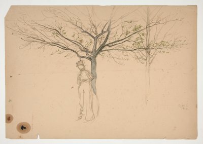 Szkic postaci pod drzewem autorstwa Edwin Austin Abbey