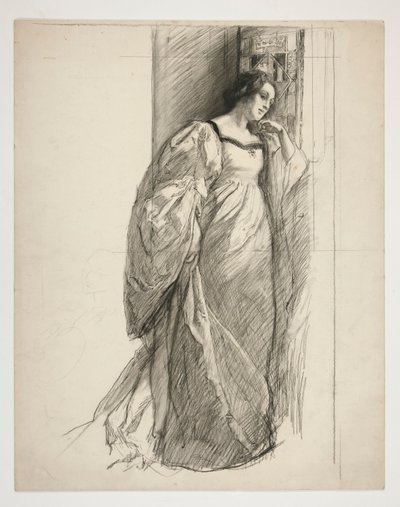 Szkic damy, ilustracja dla autorstwa Edwin Austin Abbey