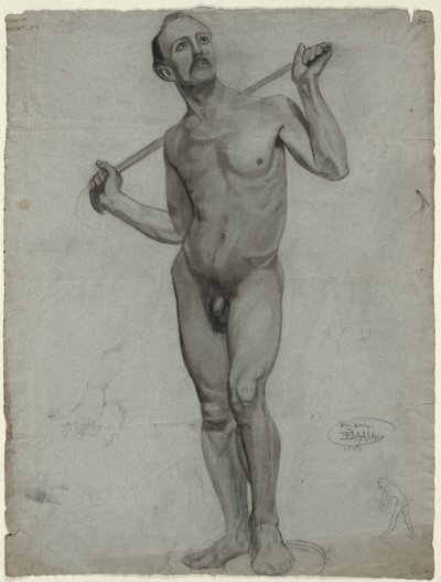Szkic aktu męskiego (rysunek studyjny) autorstwa Edwin Austin Abbey