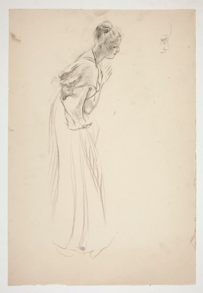 Szkic kobiety, pochylonej i modlącej się autorstwa Edwin Austin Abbey