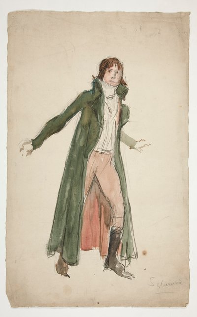 Szkic młodego mężczyzny - studium do ilustracji do sztuki? autorstwa Edwin Austin Abbey