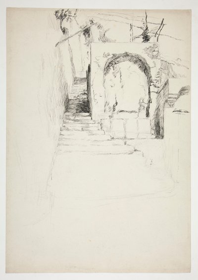 Szkic schodów zewnętrznych (włoska pergola, ilustracja do książki) autorstwa Edwin Austin Abbey
