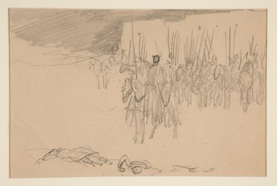 Żołnierz na koniu - (niezidentyfikowana ilustracja) autorstwa Edwin Austin Abbey