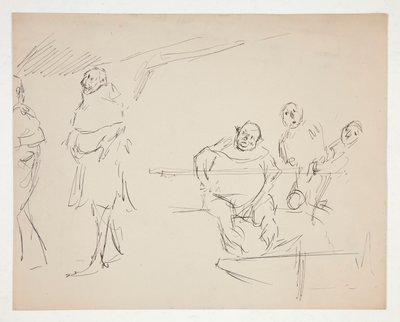 Studia do niezidentyfikowanej sztuki szekspirowskiej (Falstaff?) (recto i verso) autorstwa Edwin Austin Abbey