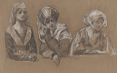 Badania 3 kobiet dla Royal Exchange. autorstwa Edwin Austin Abbey