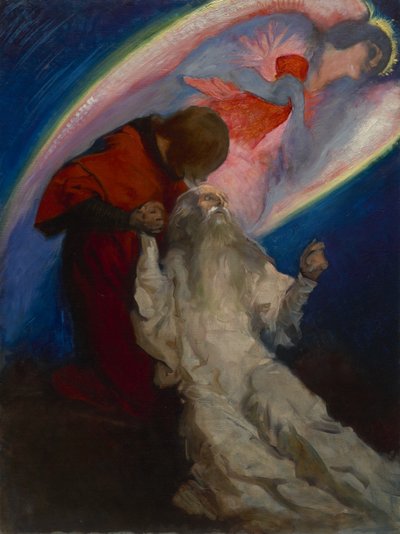 Study for Amfortas wydany przez Galahad w The Quest and Achievement of the Holy Graal, c.1893-1901 autorstwa Edwin Austin Abbey