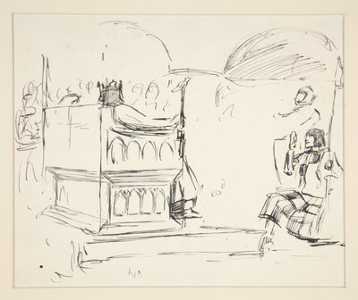 Study for The Quest of the Holy Graal (seria piętnastu obrazów dla Biblioteki Publicznej w Bostonie, ukończona w 1901) autorstwa Edwin Austin Abbey