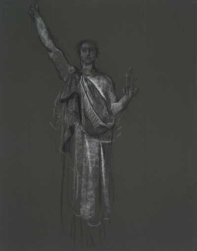 Studium alegorycznej figury sztuki, rondel w rotundzie gmachu kapitolu stanu Pensylwania, Harrisburg, 1902-1911 autorstwa Edwin Austin Abbey