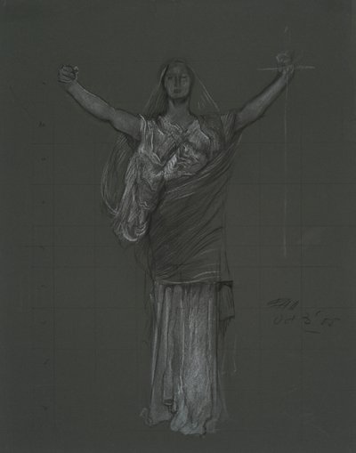 Studium do alegorycznej postaci prawa, rondel w rotundzie gmachu kapitolu stanu Pensylwania, Harrisburg, 1902-1911 autorstwa Edwin Austin Abbey