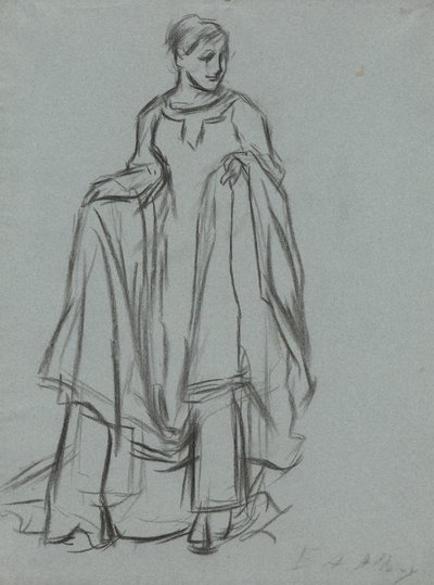 Studium dla udrapowanej kobiety, studium postaci dla The Quest of the Holy Graal (seria 15 obrazów dla Biblioteki Publicznej w Bostonie, ukończona w 1901) autorstwa Edwin Austin Abbey
