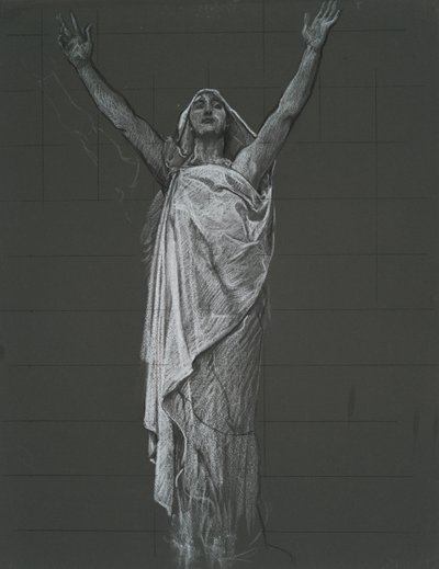 Studium do figury Religion rondel w rotundzie budynku kapitolu w Harrisburgu w Pensylwanii, 1902-1911 autorstwa Edwin Austin Abbey