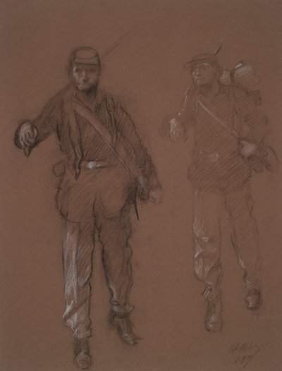 Studium postaci dwóch żołnierzy z wojny secesyjnej, w autorstwa Edwin Austin Abbey