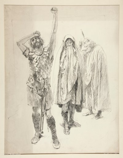 Studium dla niezidentyfikowanej sztuki Szekspira autorstwa Edwin Austin Abbey