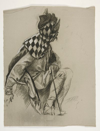 Study of Jester (niewykorzystany), dla Quest of the Holy Graal (seria piętnastu obrazów dla Biblioteki Publicznej w Bostonie, ukończona w 1901) autorstwa Edwin Austin Abbey
