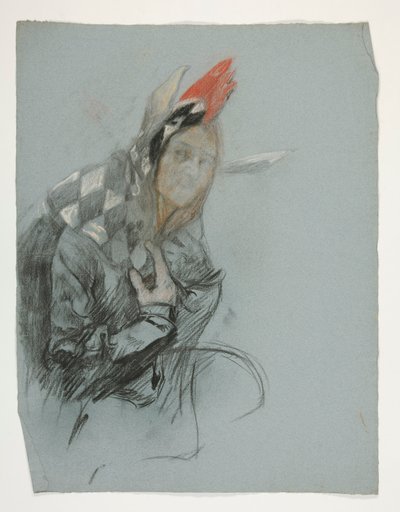 Study of Jester (niewykorzystany), dla Quest of the Holy Graal (seria piętnastu obrazów dla Biblioteki Publicznej w Bostonie, ukończona w 1901) autorstwa Edwin Austin Abbey