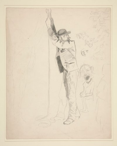 Studium mężczyzny dzwoniącego dzwonkiem; gryzmoły EAA autorstwa Edwin Austin Abbey