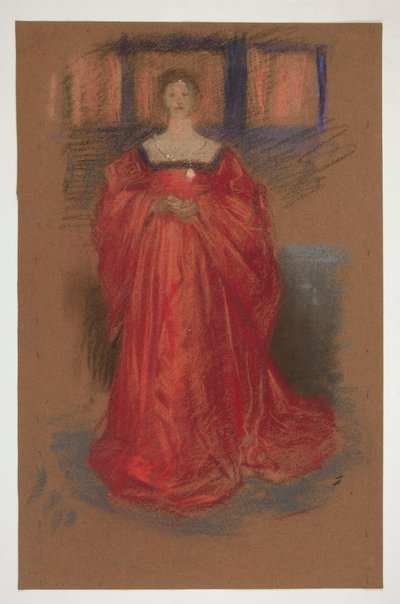 Studium kobiety w stroju renesansowym - (niezidentyfikowana ilustracja do sztuki Szekspira?) autorstwa Edwin Austin Abbey