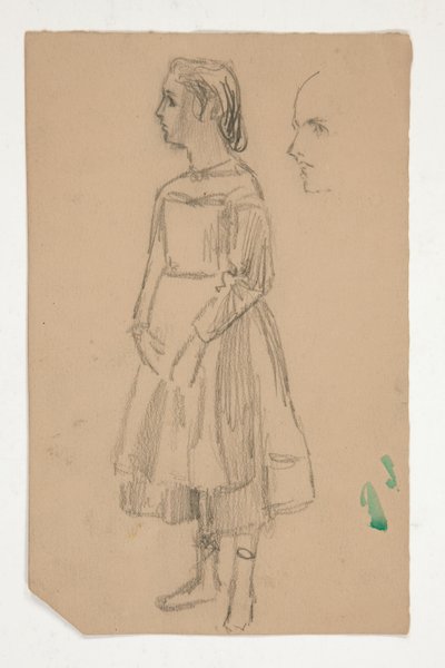 Studium młodej dziewczyny w fartuchu autorstwa Edwin Austin Abbey