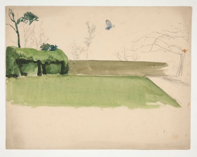 Studium ogrodzonego trawnika i ogrodu autorstwa Edwin Austin Abbey