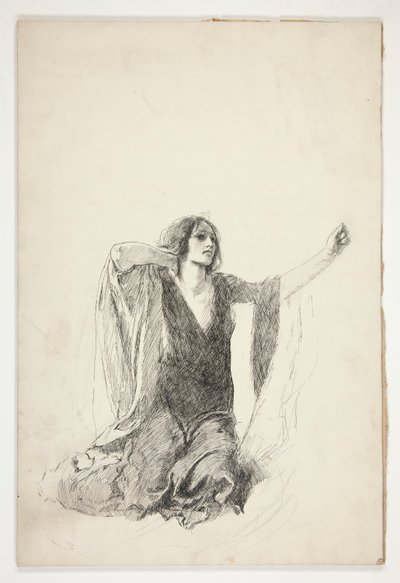 Studium klęczącej kobiety, prawdopodobnie studium Julii w scenie nagrobnej, autorstwa Edwin Austin Abbey