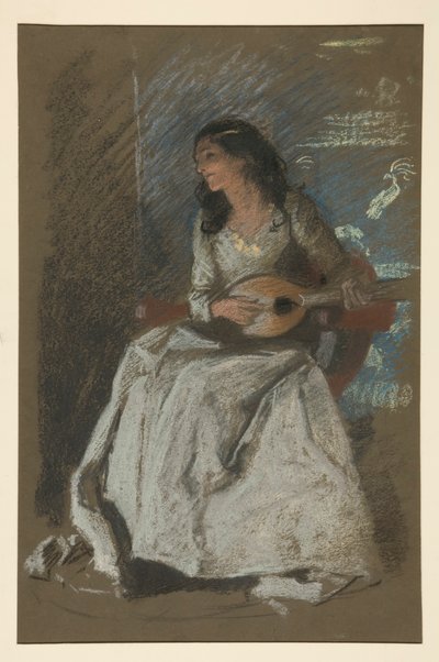 Studium pani grającej na mandolinie autorstwa Edwin Austin Abbey