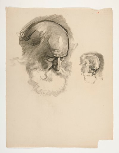 Studium głowy starego brodatego mężczyzny dla króla Artura autorstwa Edwin Austin Abbey