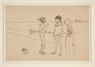 Studium dwóch mężczyzn, kobiety i psa z Love autorstwa Edwin Austin Abbey