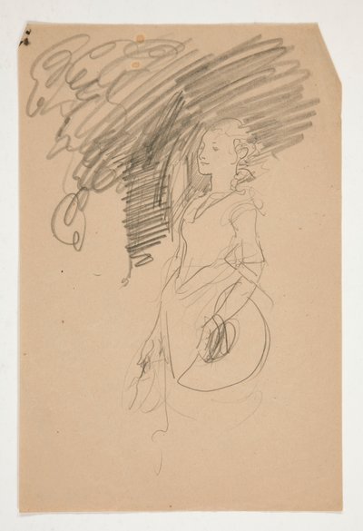 Studium kobiety w XVIII-wiecznym stroju trzymającej kapelusz autorstwa Edwin Austin Abbey