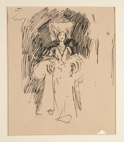 Studium kobiety w średniowiecznym stroju dla autorstwa Edwin Austin Abbey