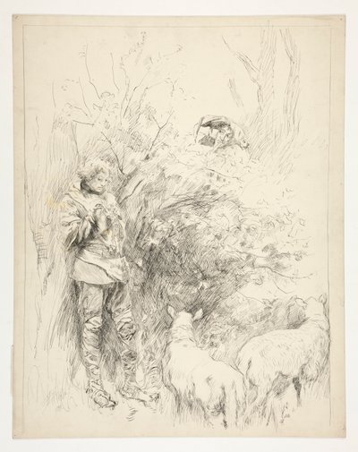 Pieśń Żonkila. Pasterz i głupiec autorstwa Edwin Austin Abbey