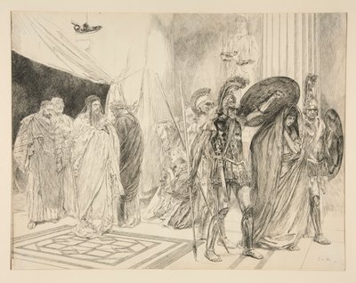Uwięzienie Królowej - Akt II, Scena I, Zima autorstwa Edwin Austin Abbey