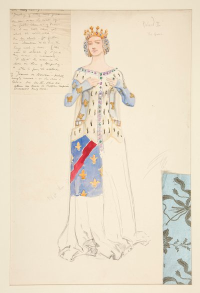 Królowa, szkic kostiumu dla króla Ryszarda II autorstwa Edwin Austin Abbey