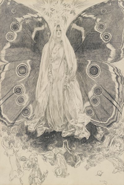 Titania, ilustracja do aktu II, scena II, Noc przesilenia letniego autorstwa Edwin Austin Abbey