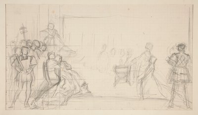 Proces królowej Katarzyny, studium autorstwa Edwin Austin Abbey