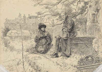 Dwie postacie na cmentarzu autorstwa Edwin Austin Abbey