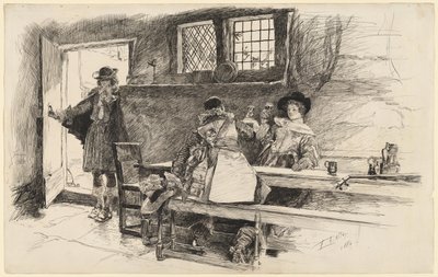 „Will zaprowadził ją do wina”, ilustracja do „Phillada Flouts Me” autorstwa Edwin Austin Abbey