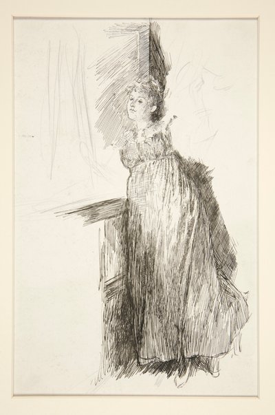 Kobieta w oknie - niezidentyfikowana ilustracja autorstwa Edwin Austin Abbey