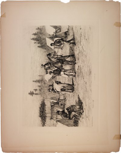 Gazety w obozie, 1876 autorstwa Edwin Austin Forbes