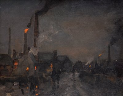 Black Country, noc, z odlewnią (olej na płótnie) autorstwa Edwin Butler Bayliss