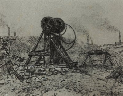 Winding Gear (węgiel na papierze) autorstwa Edwin Butler Bayliss