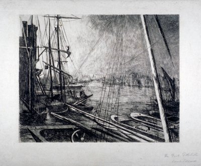 Pool of London z Rotherhithe, ze statkami na pierwszym planie, ok. 1890. autorstwa Edwin Edwards